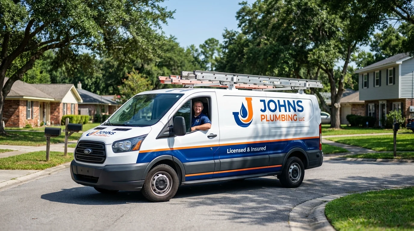 Johns Plumbing LLC service van in La Villa, TX