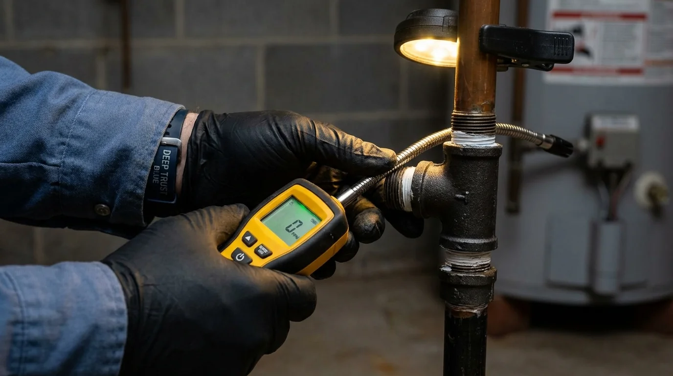 Gas leak detection with electronic sniffer by Johns Plumbing LLC in La Villa