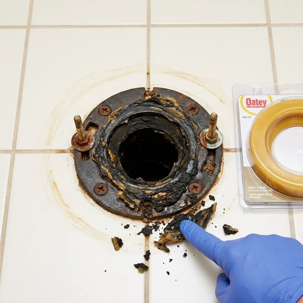 Failed wax ring showing water seepage at the base of a toilet in a La Villa, TX home